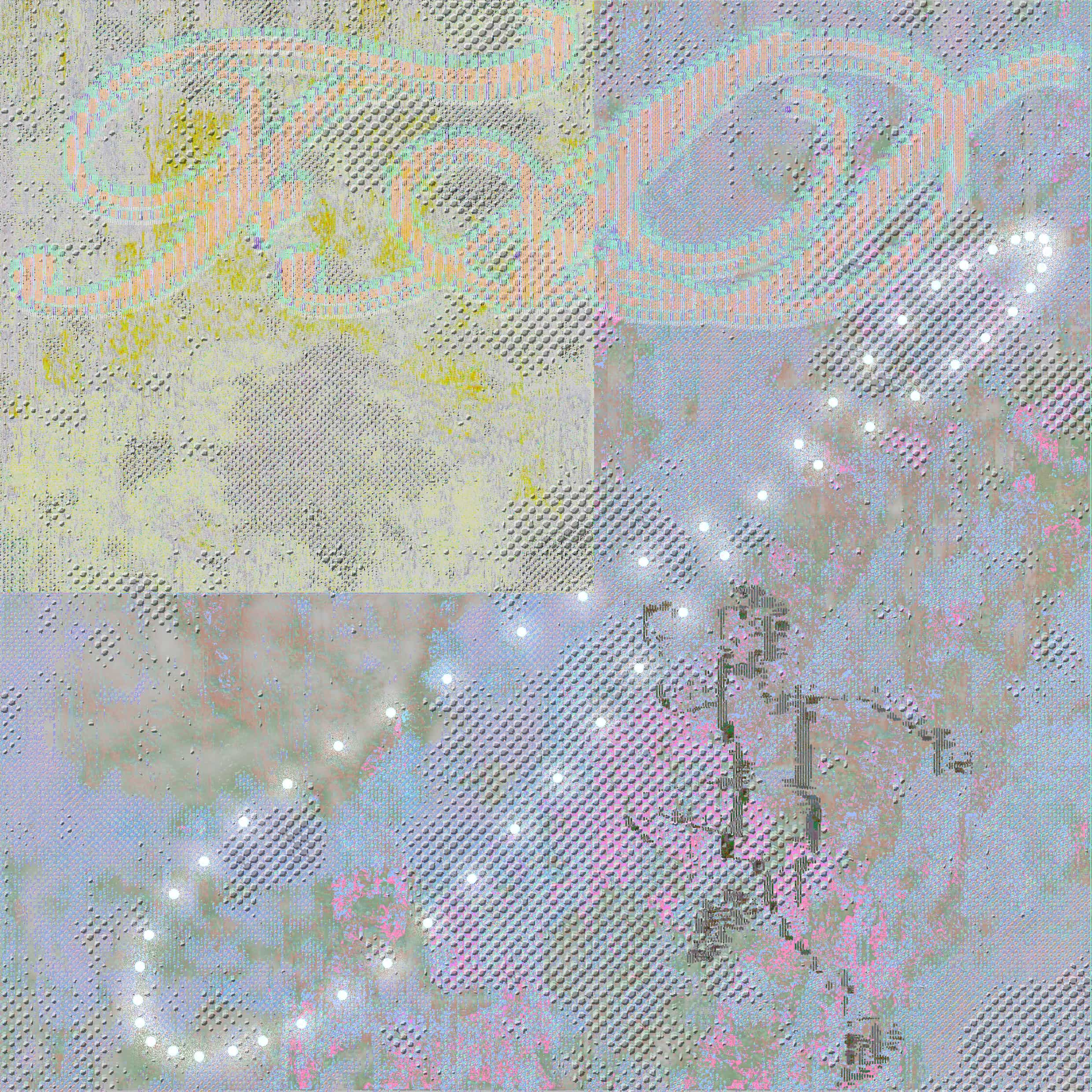 FAD artwork by Nao Lee - dense noise patterns revealing hidden text